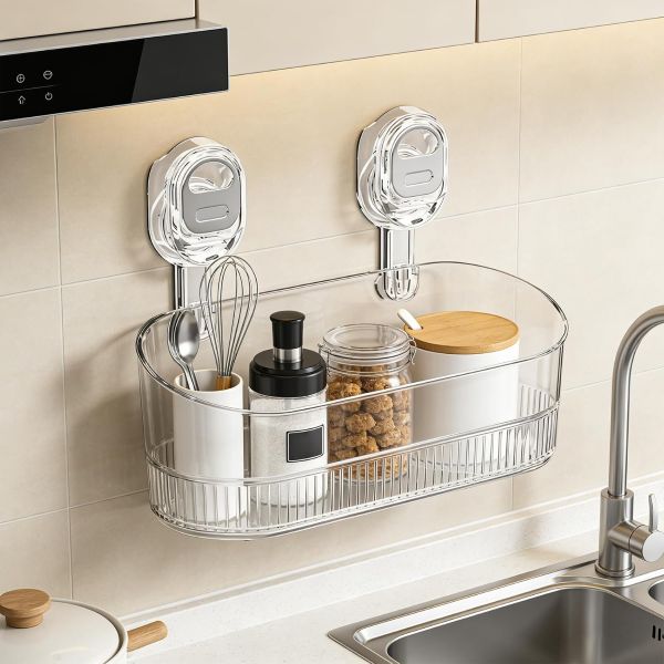 Vannas istabas plaukts ar piesūcekni | LUXSHELF